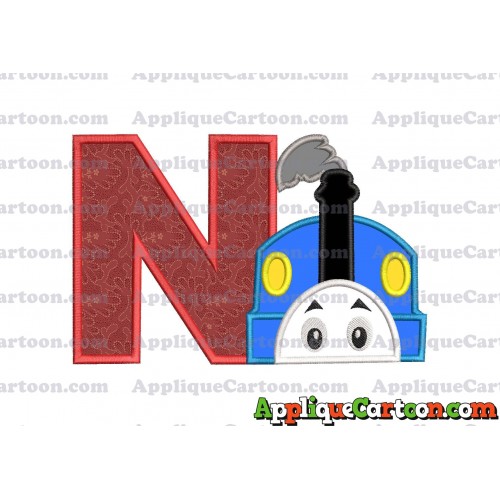 Thomas the Train Head Applique Embroidery Design With Alphabet N