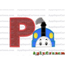 Thomas the Train Head Applique Embroidery Design With Alphabet P