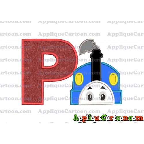 Thomas the Train Head Applique Embroidery Design With Alphabet P