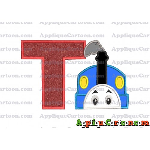 Thomas the Train Head Applique Embroidery Design With Alphabet T