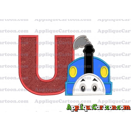 Thomas the Train Head Applique Embroidery Design With Alphabet U
