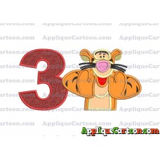 Tigger Winnie the Pooh Applique Embroidery Design Birthday Number 3