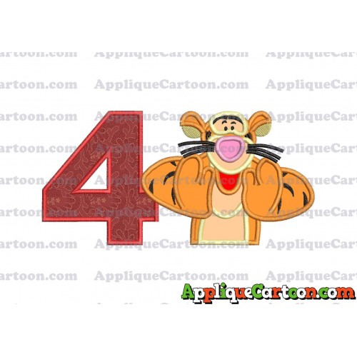 Tigger Winnie the Pooh Applique Embroidery Design Birthday Number 4