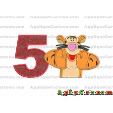Tigger Winnie the Pooh Applique Embroidery Design Birthday Number 5