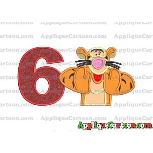 Tigger Winnie the Pooh Applique Embroidery Design Birthday Number 6