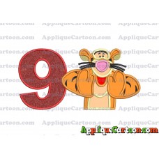 Tigger Winnie the Pooh Applique Embroidery Design Birthday Number 9