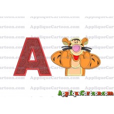Tigger Winnie the Pooh Applique Embroidery Design With Alphabet A