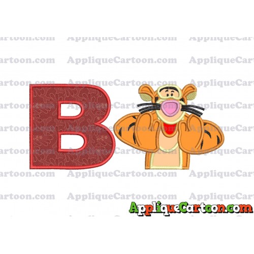 Tigger Winnie the Pooh Applique Embroidery Design With Alphabet B