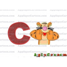 Tigger Winnie the Pooh Applique Embroidery Design With Alphabet C