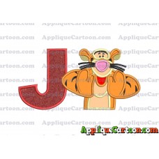 Tigger Winnie the Pooh Applique Embroidery Design With Alphabet J