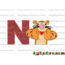 Tigger Winnie the Pooh Applique Embroidery Design With Alphabet N