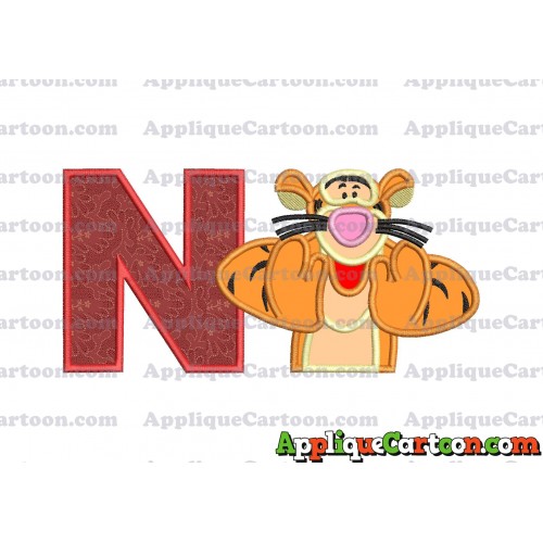 Tigger Winnie the Pooh Applique Embroidery Design With Alphabet N