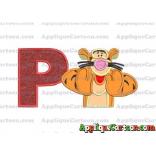 Tigger Winnie the Pooh Applique Embroidery Design With Alphabet P
