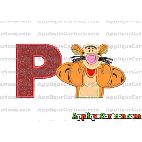 Tigger Winnie the Pooh Applique Embroidery Design With Alphabet P