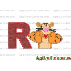 Tigger Winnie the Pooh Applique Embroidery Design With Alphabet R