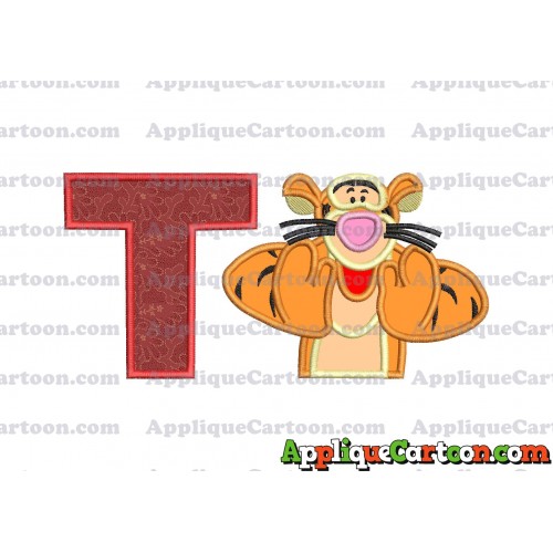 Tigger Winnie the Pooh Applique Embroidery Design With Alphabet T