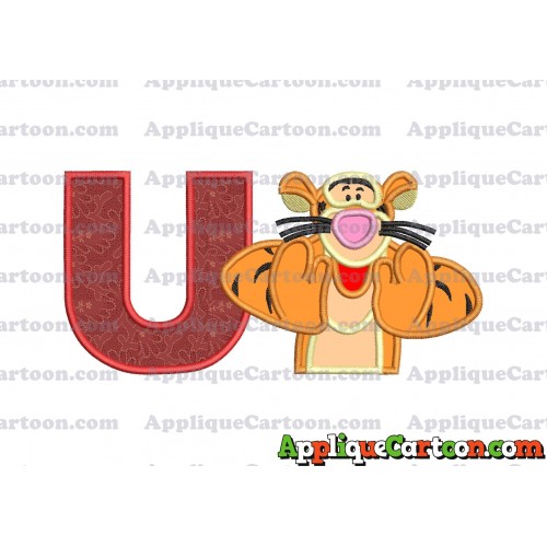 Tigger Winnie the Pooh Applique Embroidery Design With Alphabet U