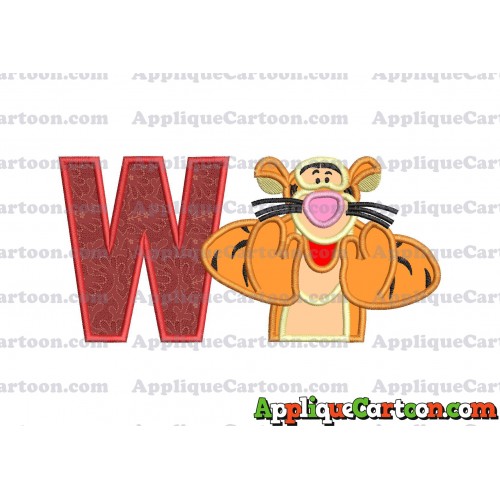 Tigger Winnie the Pooh Applique Embroidery Design With Alphabet W