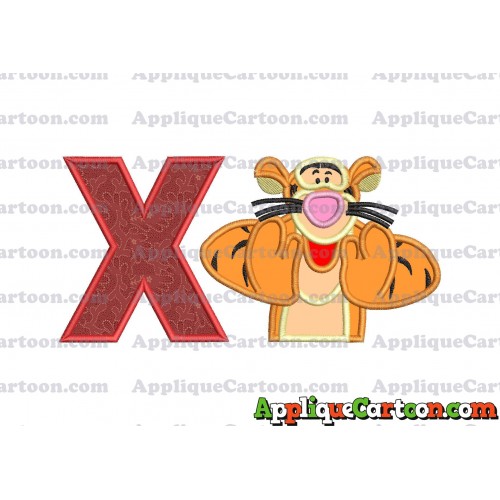 Tigger Winnie the Pooh Applique Embroidery Design With Alphabet X