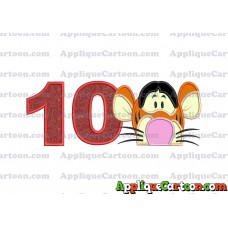 Tigger Winnie the Pooh Head Applique Embroidery Design Birthday Number 10
