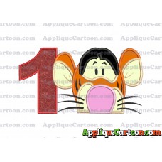 Tigger Winnie the Pooh Head Applique Embroidery Design Birthday Number 1