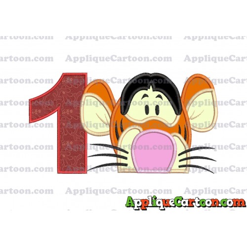 Tigger Winnie the Pooh Head Applique Embroidery Design Birthday Number 1