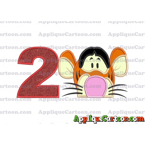 Tigger Winnie the Pooh Head Applique Embroidery Design Birthday Number 2