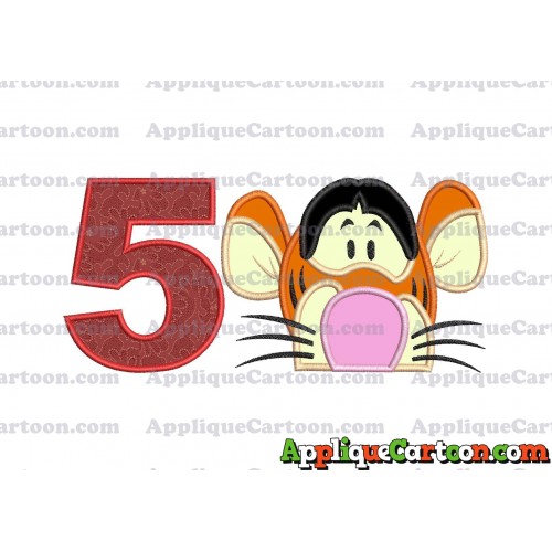 Tigger Winnie the Pooh Head Applique Embroidery Design Birthday Number 5