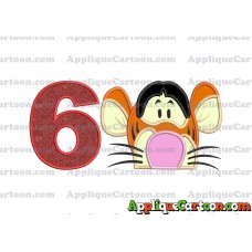 Tigger Winnie the Pooh Head Applique Embroidery Design Birthday Number 6
