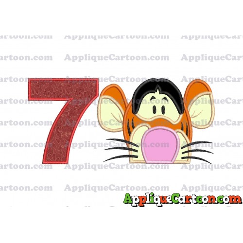Tigger Winnie the Pooh Head Applique Embroidery Design Birthday Number 7