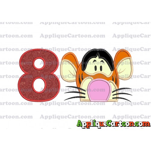 Tigger Winnie the Pooh Head Applique Embroidery Design Birthday Number 8
