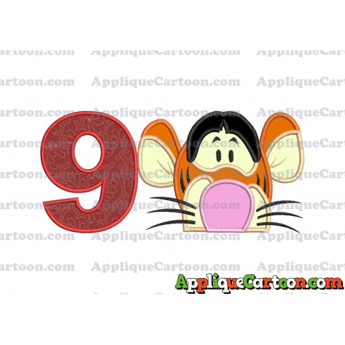 Tigger Winnie the Pooh Head Applique Embroidery Design Birthday Number 9