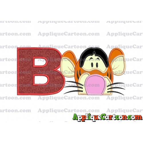 Tigger Winnie the Pooh Head Applique Embroidery Design With Alphabet B