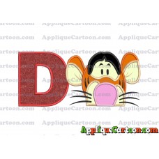 Tigger Winnie the Pooh Head Applique Embroidery Design With Alphabet D