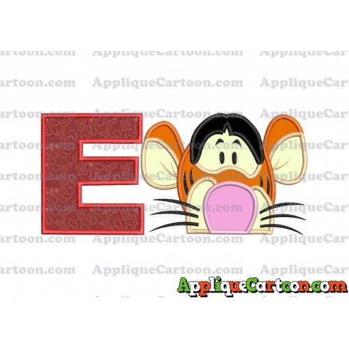 Tigger Winnie the Pooh Head Applique Embroidery Design With Alphabet E