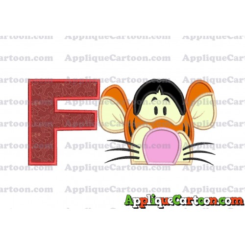 Tigger Winnie the Pooh Head Applique Embroidery Design With Alphabet F