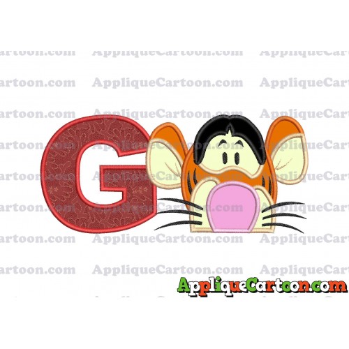 Tigger Winnie the Pooh Head Applique Embroidery Design With Alphabet G