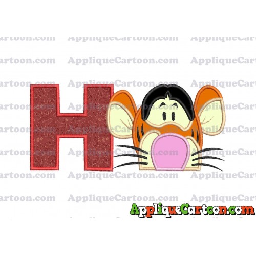 Tigger Winnie the Pooh Head Applique Embroidery Design With Alphabet H