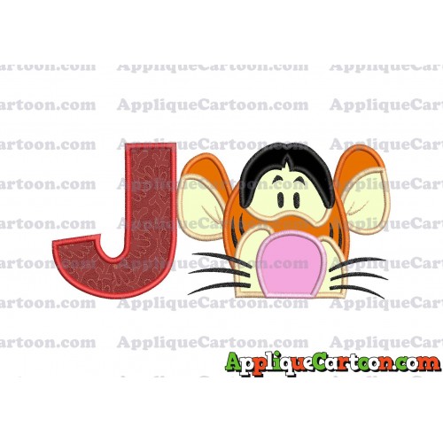 Tigger Winnie the Pooh Head Applique Embroidery Design With Alphabet J
