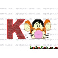 Tigger Winnie the Pooh Head Applique Embroidery Design With Alphabet K