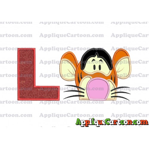 Tigger Winnie the Pooh Head Applique Embroidery Design With Alphabet L