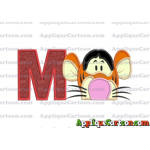 Tigger Winnie the Pooh Head Applique Embroidery Design With Alphabet M