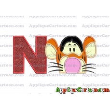 Tigger Winnie the Pooh Head Applique Embroidery Design With Alphabet N