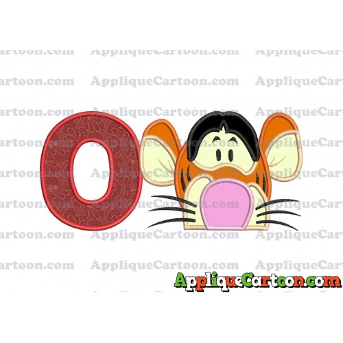 Tigger Winnie the Pooh Head Applique Embroidery Design With Alphabet O