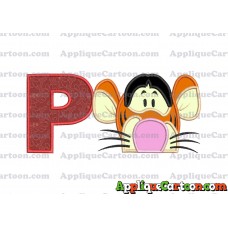 Tigger Winnie the Pooh Head Applique Embroidery Design With Alphabet P