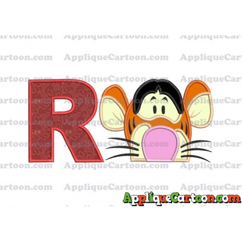 Tigger Winnie the Pooh Head Applique Embroidery Design With Alphabet R