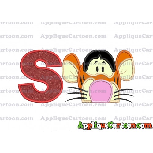 Tigger Winnie the Pooh Head Applique Embroidery Design With Alphabet S