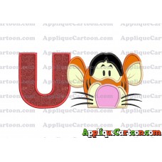 Tigger Winnie the Pooh Head Applique Embroidery Design With Alphabet U