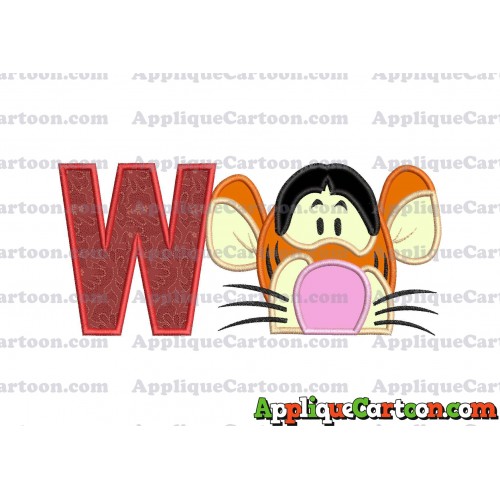 Tigger Winnie the Pooh Head Applique Embroidery Design With Alphabet W