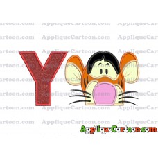 Tigger Winnie the Pooh Head Applique Embroidery Design With Alphabet Y